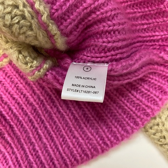 Fashion Nova - At First Sight Chunky Knit Cardigan - Taupe/Pink (NWT) - Size : S - Picture 6 of 8